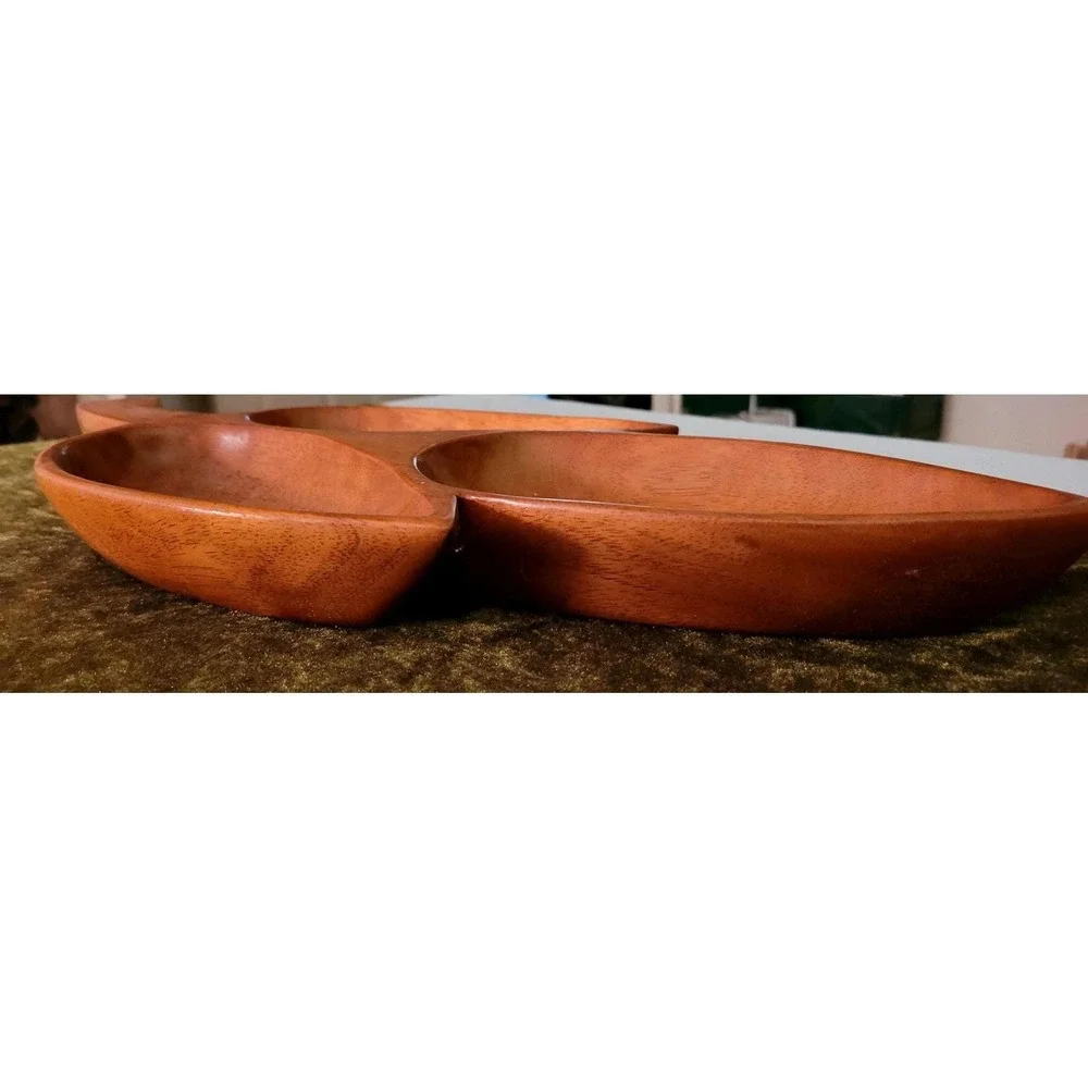 😎Leaf Shaped Wooden‎ Divided Tray Catch-all Nature Woodsy Farmhouse Cabincore